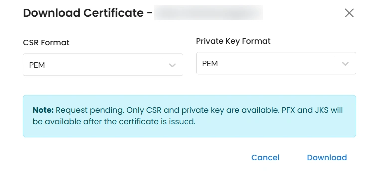 Certificate Manager - Download Certificate