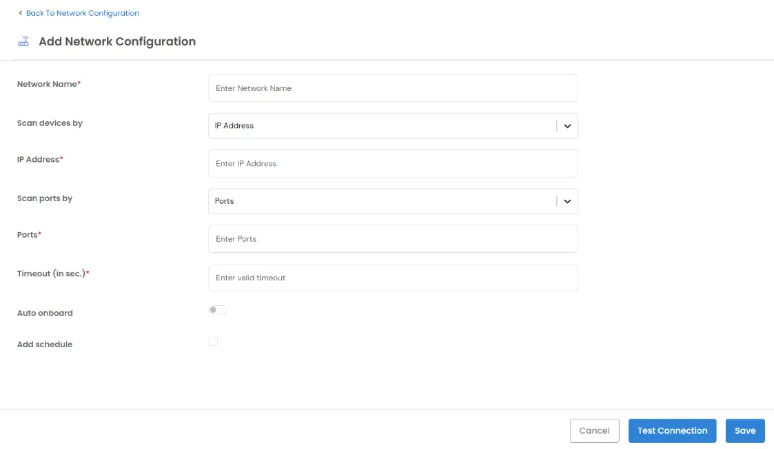 Network Scan:Add Network Configuration