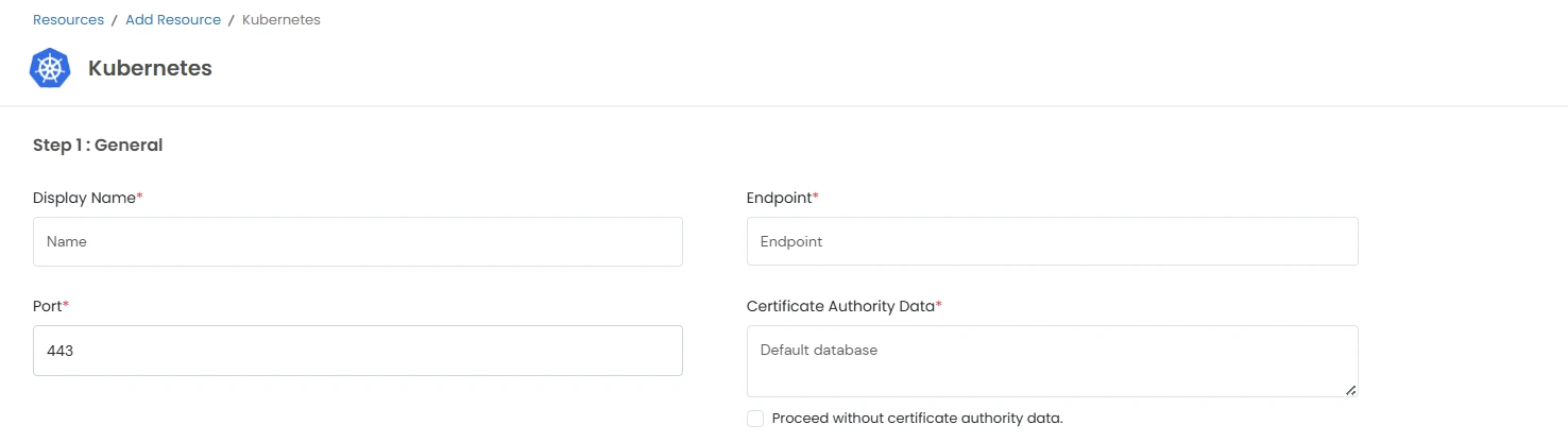 PAM Kubernetes Server General Details
