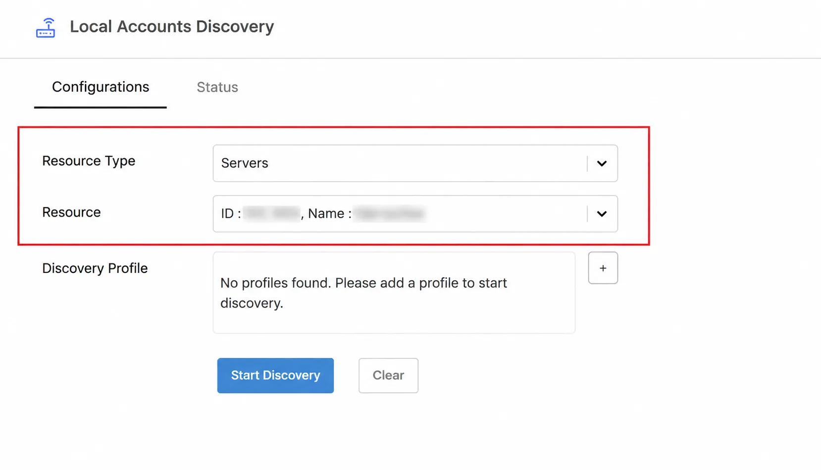 Local Accounts: Configuration tab 