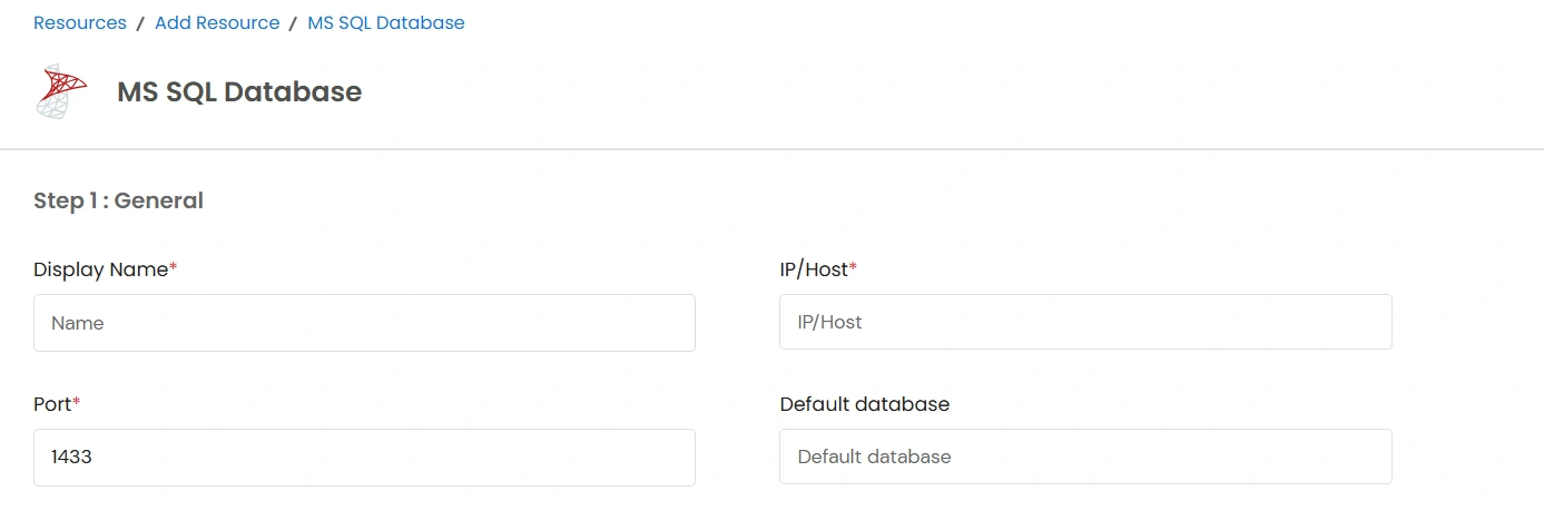PAM MS SQL Database Add Credentials