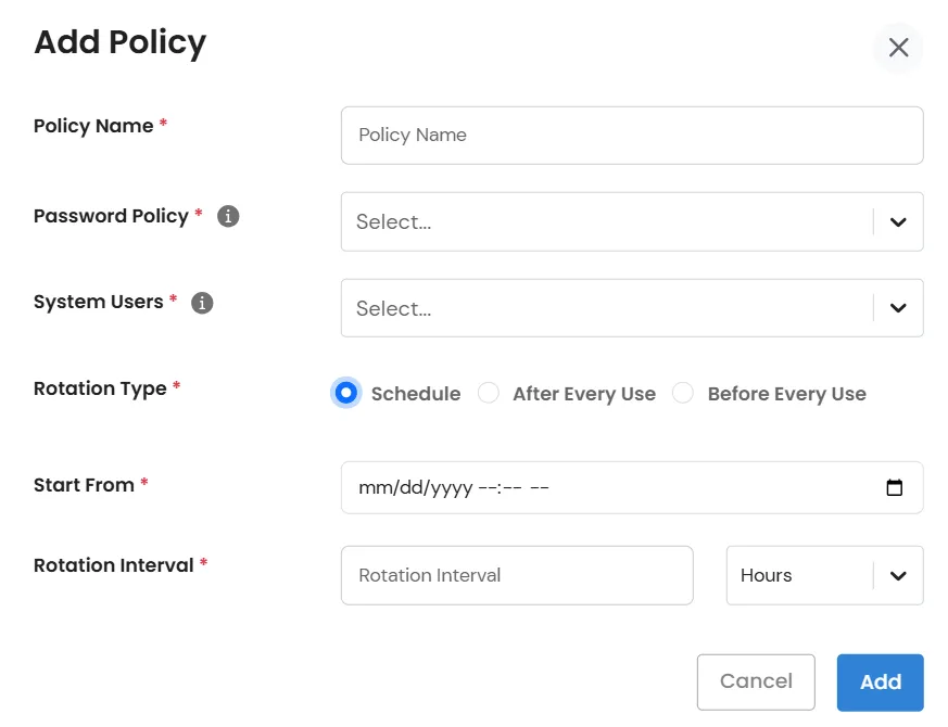Password Rotation Policy: Schedule