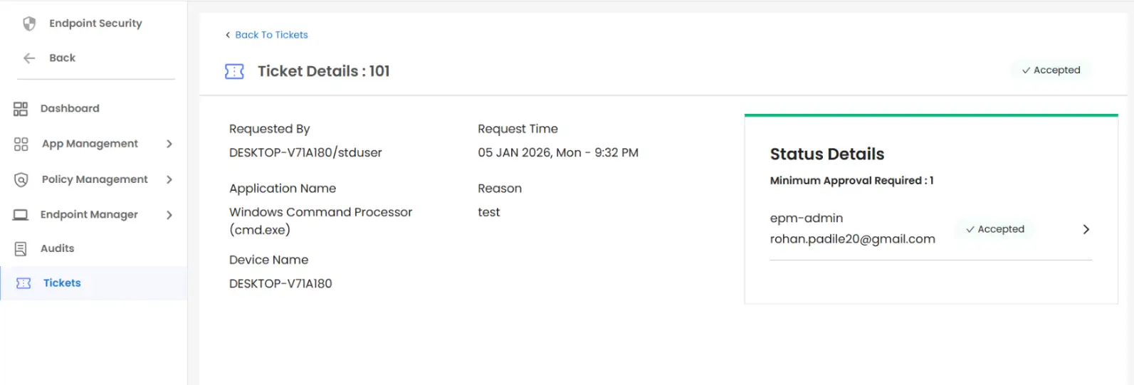 PAM Endpoint Status Details