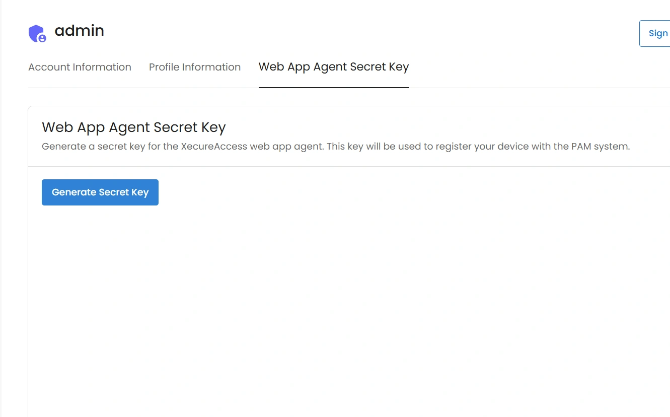 Privileged Access Management Admin Handbook: Web App Agent Secret Key