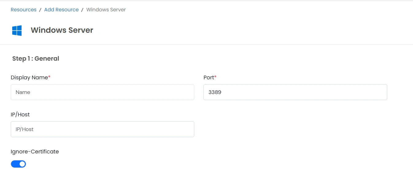 PAM Windows Server General Details
