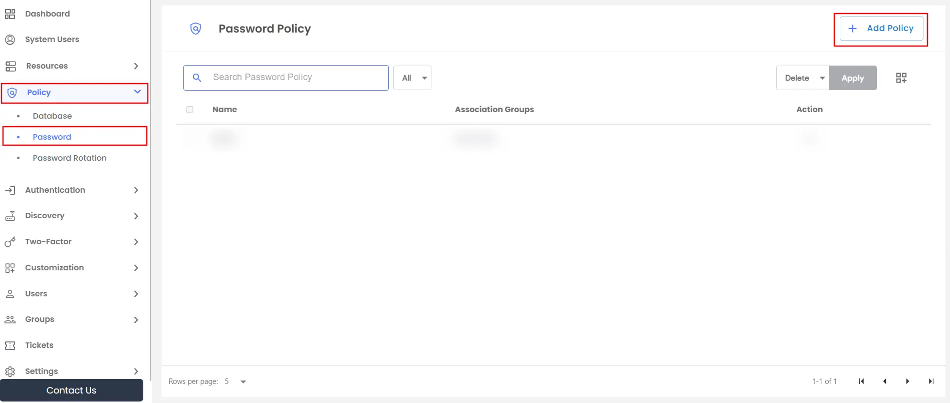Accessing the Password Policies Section