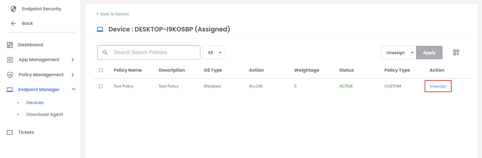 PAM Endpoint: Assign Device
