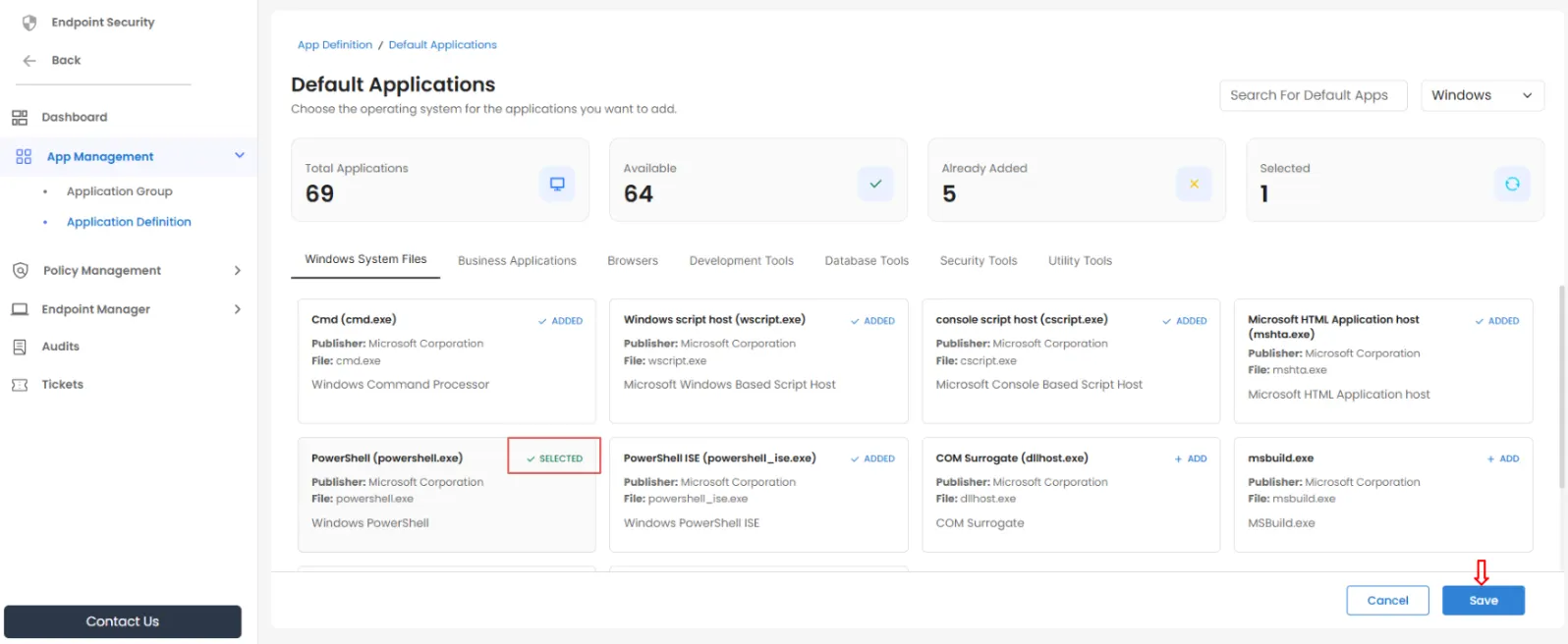 PAM Endpoint Create and Add New Application