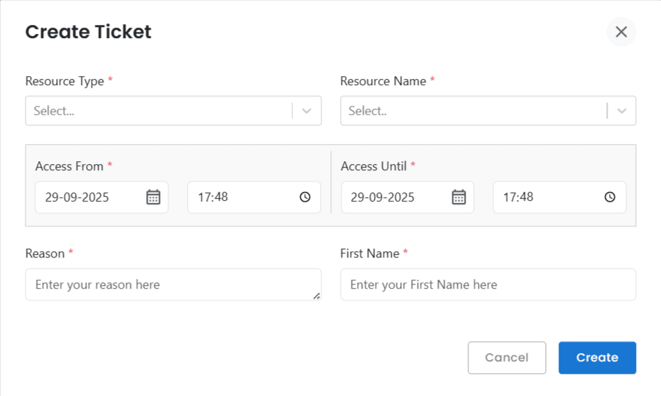 Create Tickets in miniOrange PAM
