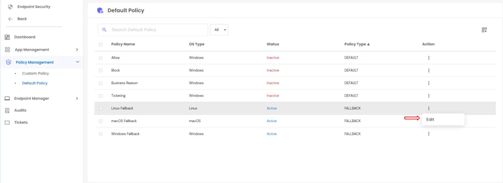PAM Endpoint Edit Policy