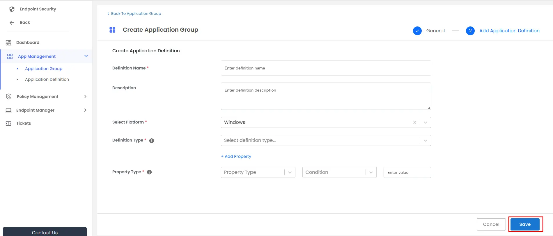 PAM Endpoint: Enter Definition Details 