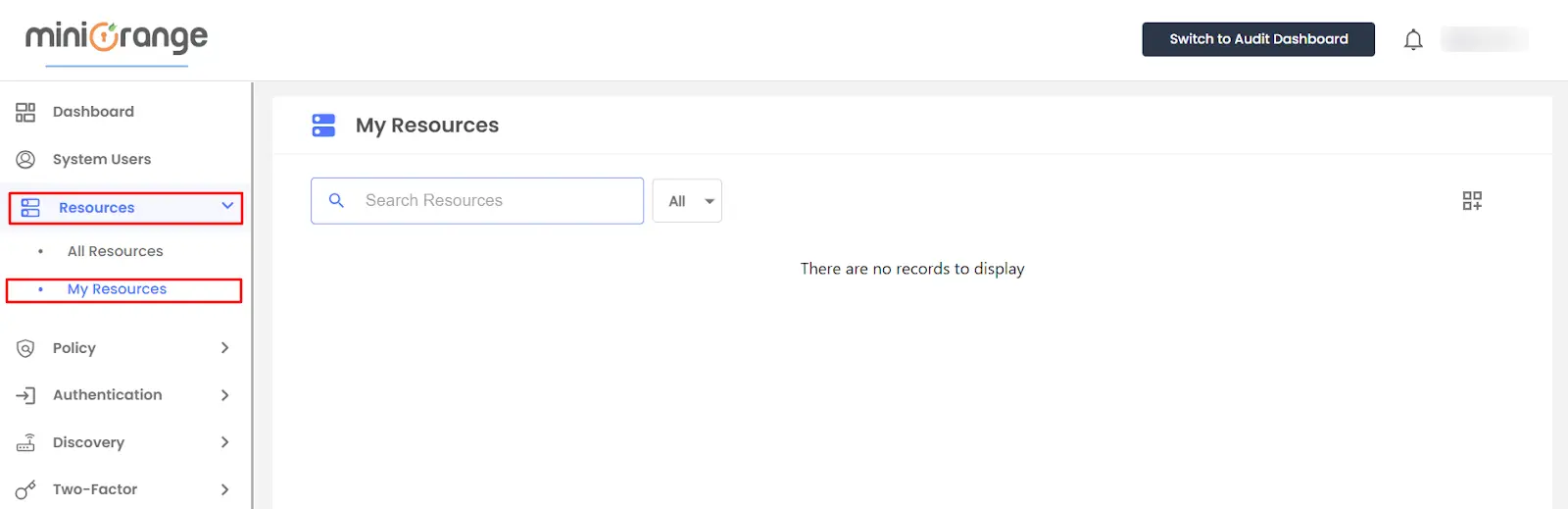 Navigating to the My Resources in miniOrange PAM