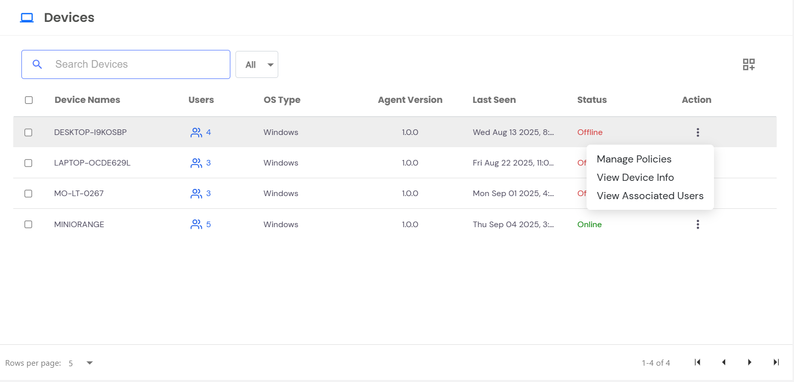 PAM Endpoint: Manage Devides