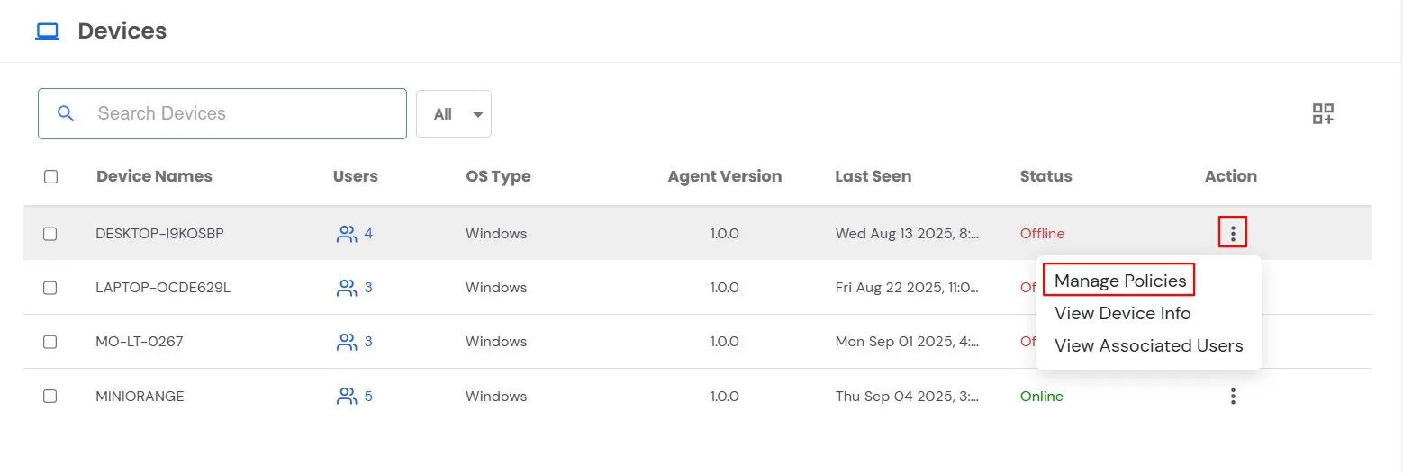 PAM Endpoint: Manage Policies