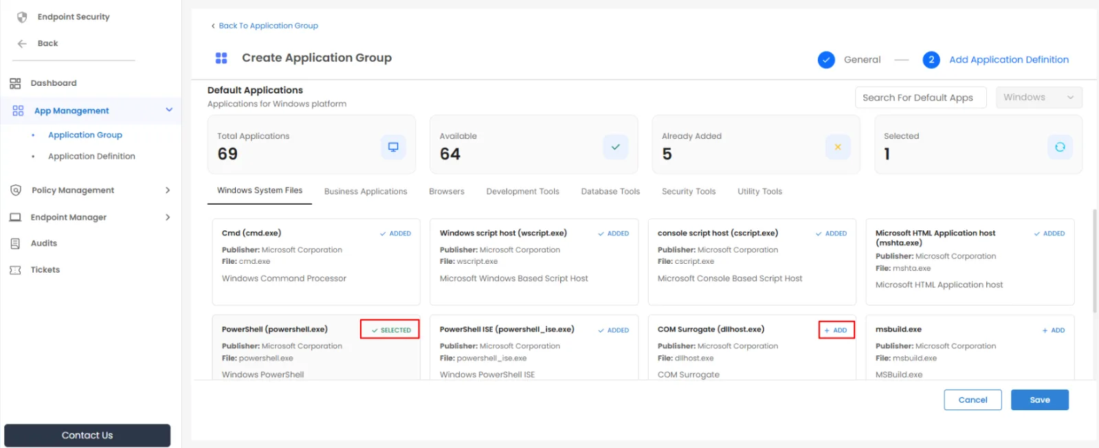 PAM Endpoint Select Default Apps