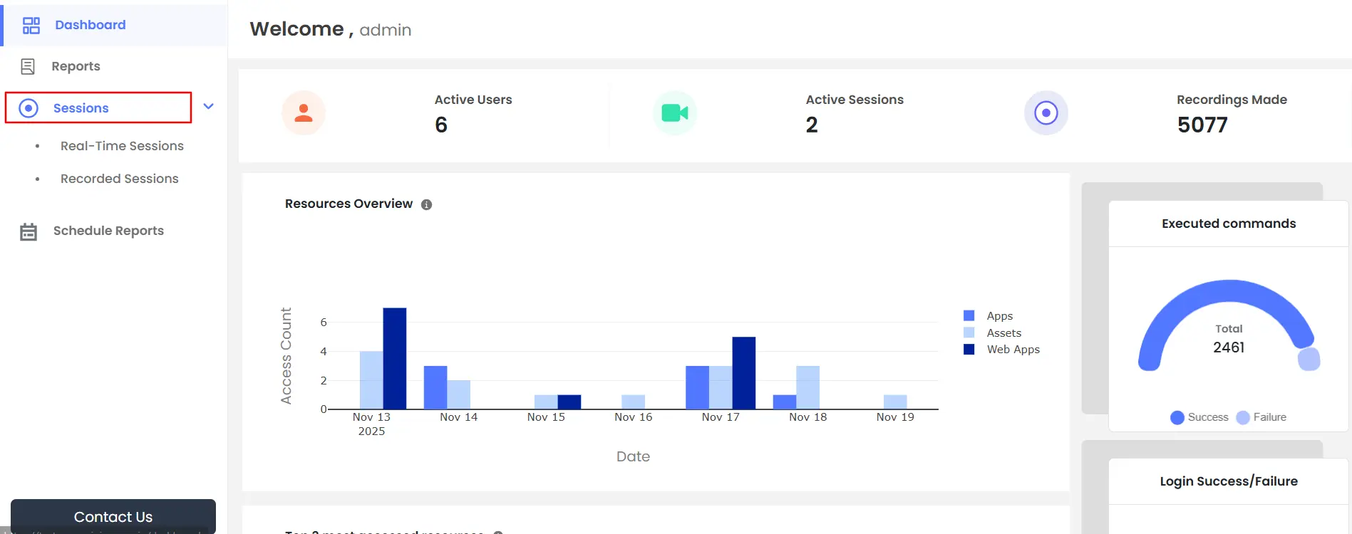 Privileged Access Management Admin Handbook: Click on Sessions then select Real-Time Sessions