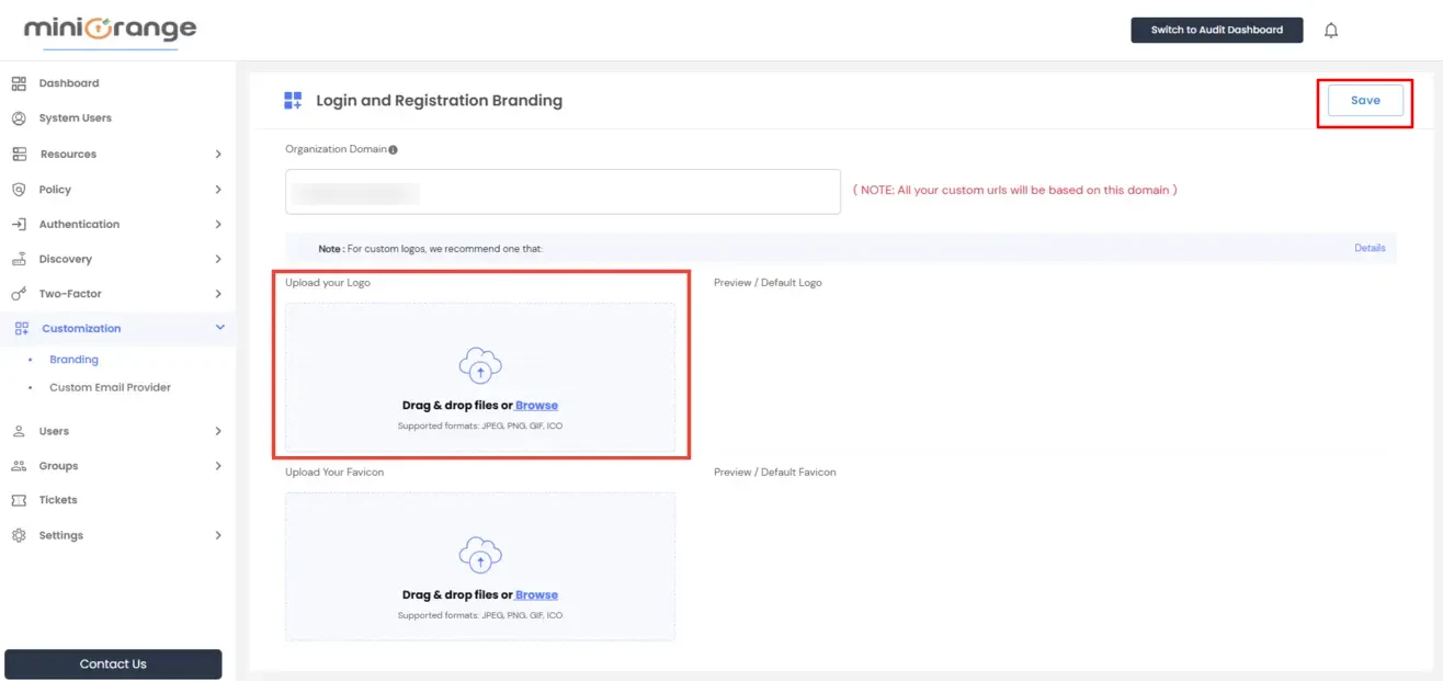 Steps to Upload Your Logo in miniOrange PAM