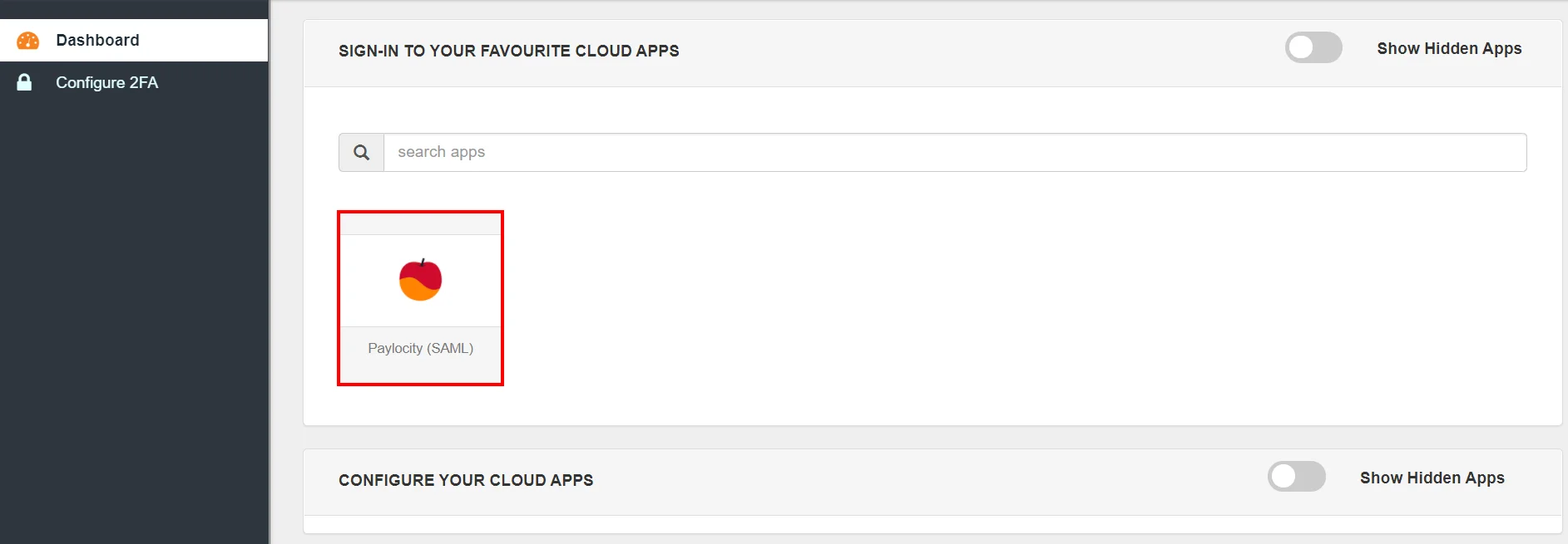 Paylocity Single Sign-On (SSO) manage apps