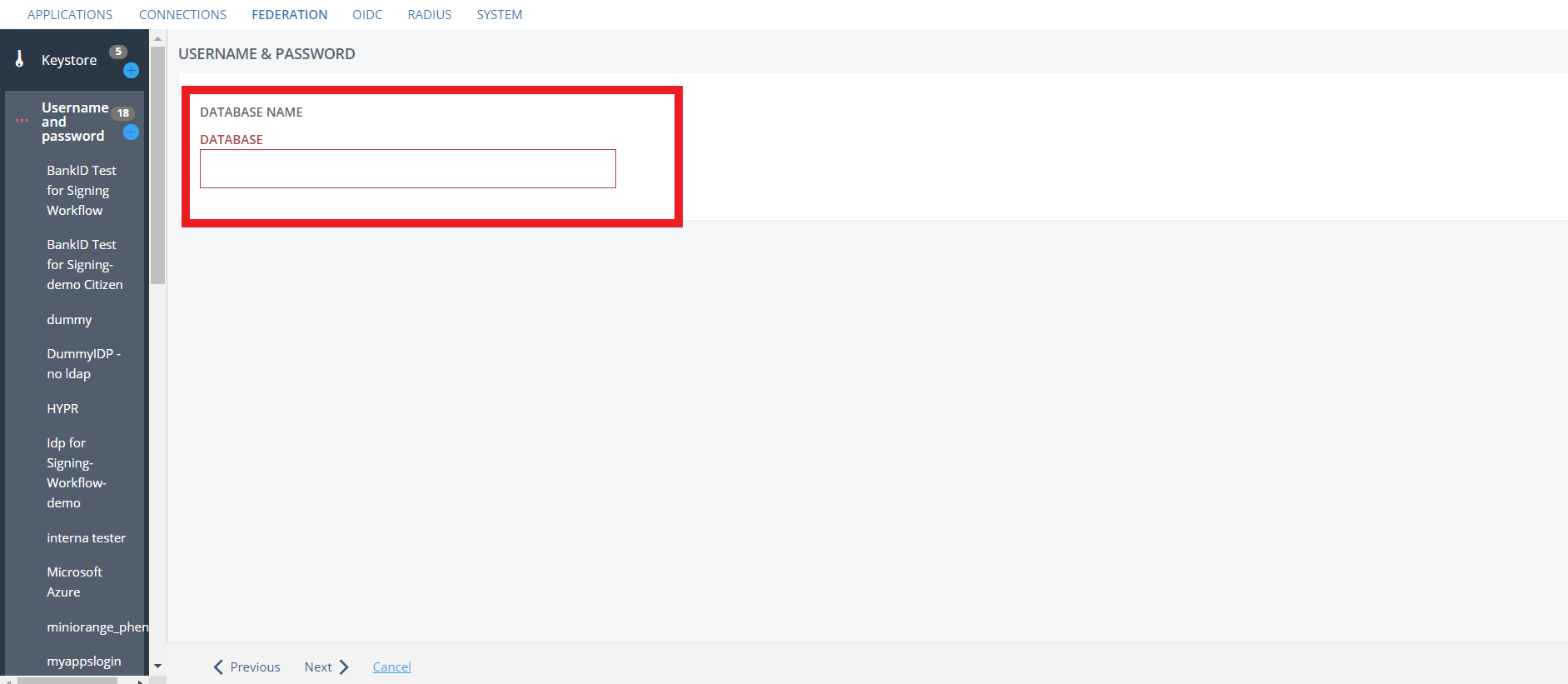PhenixID SAML Single Sign-On (SSO) - Database Configuration