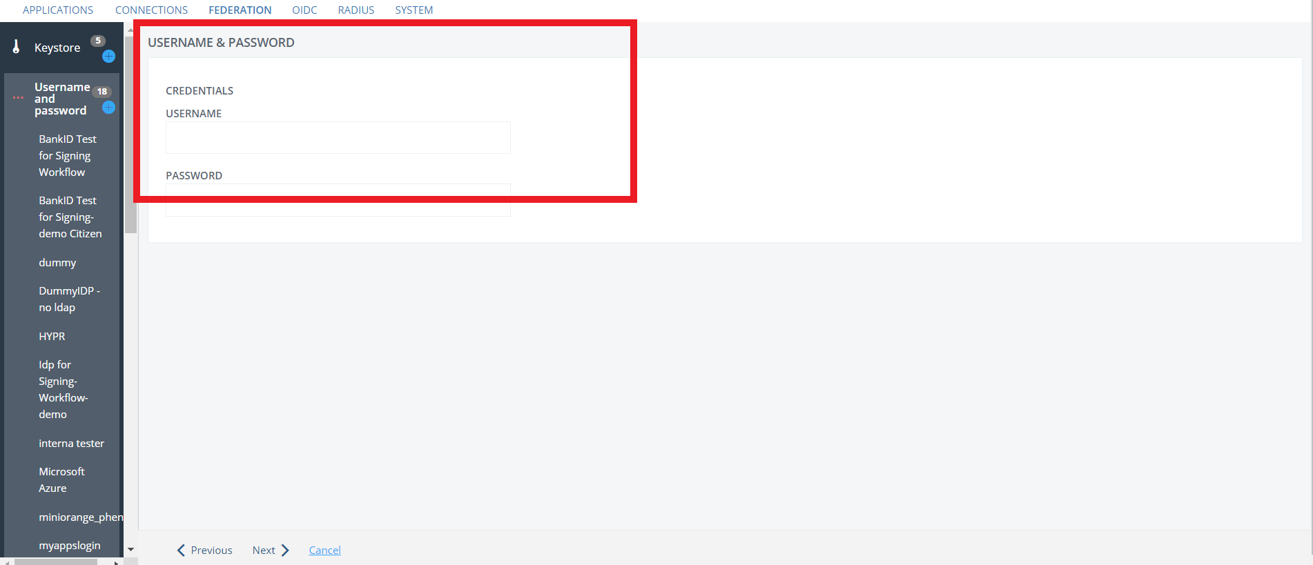 PhenixID SAML Single Sign-On (SSO) - Database Username Password