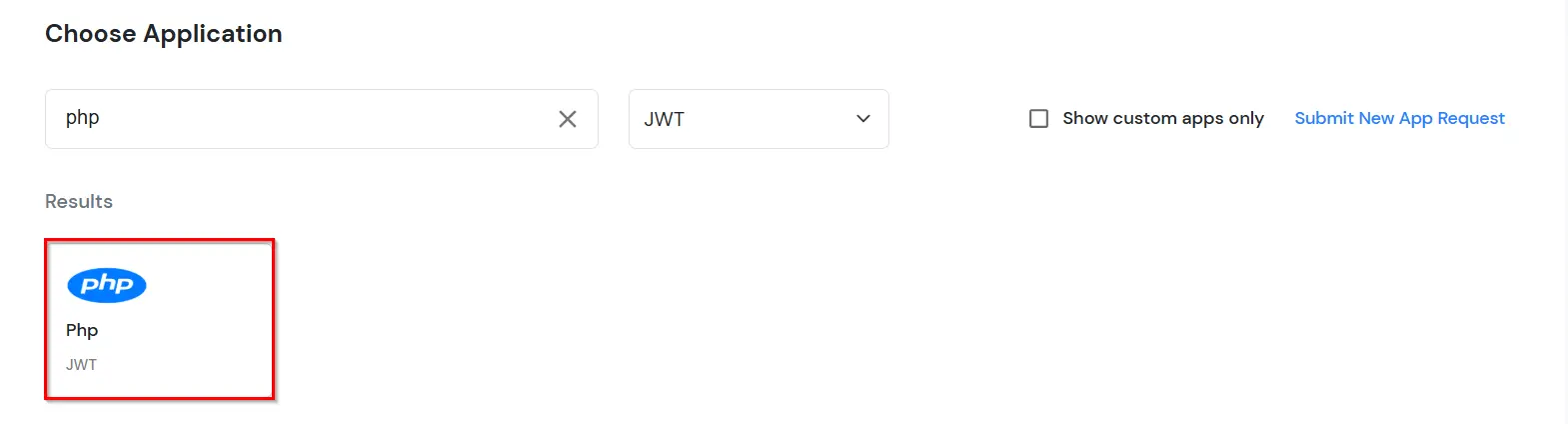 Configure JWT application: Search PHP JWT application