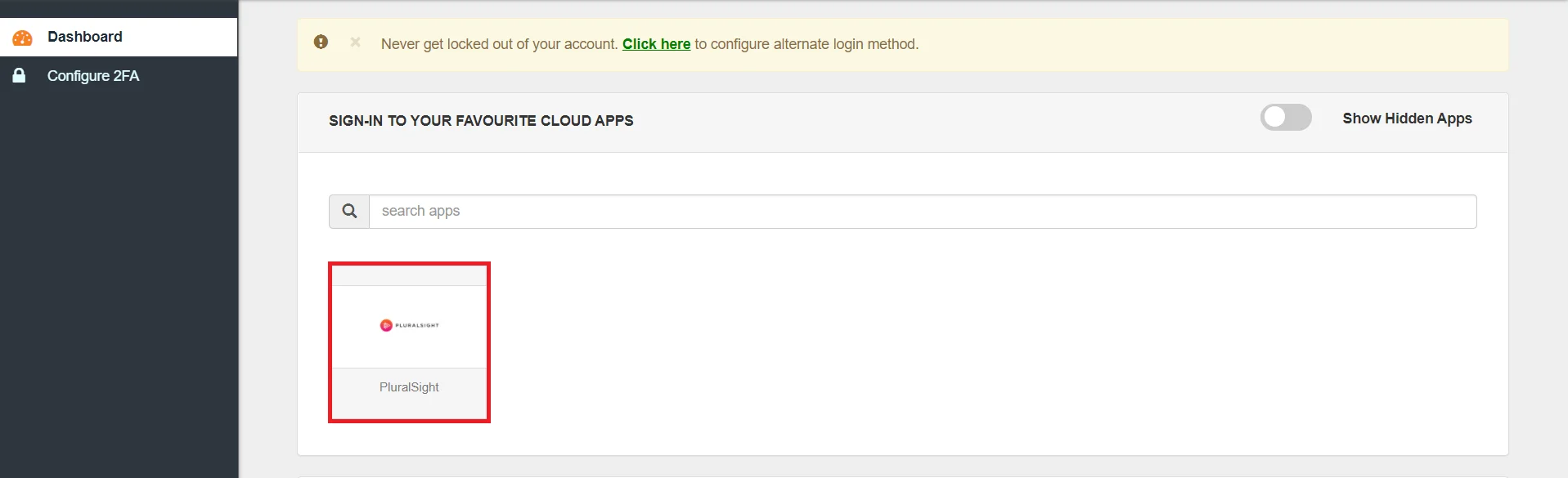 PluralSight Single Sign-On (SSO) manage apps