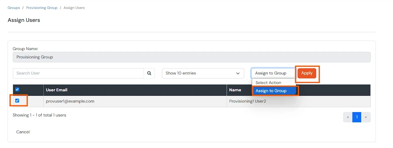 Assign user to group for provisioning in Active Directory