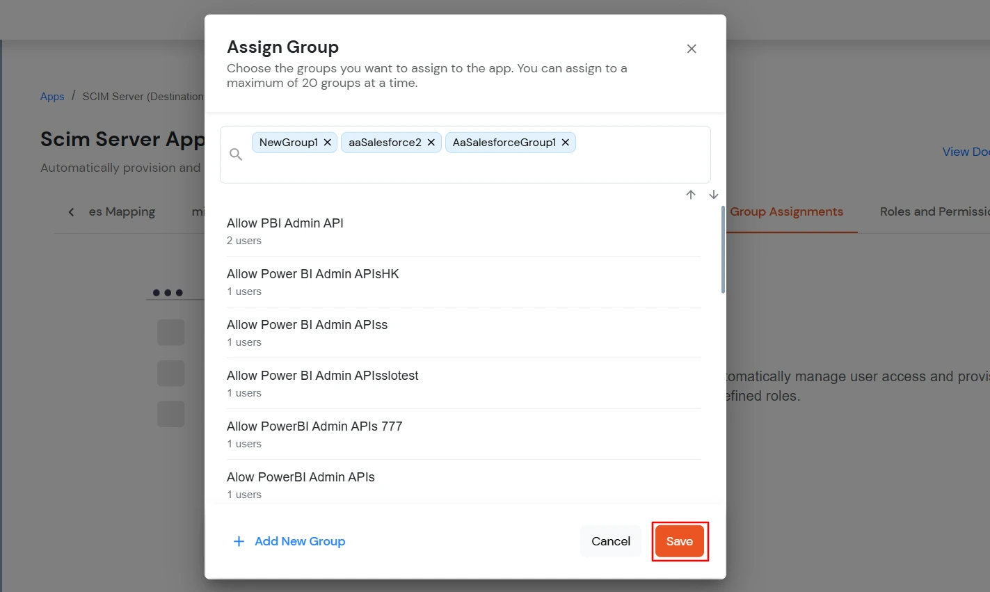 miniOrange Identity Platform Admin Handbook: Choose the Groups