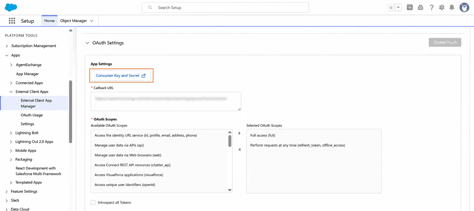 Salesforce Apps Provisioning : copy key & secret