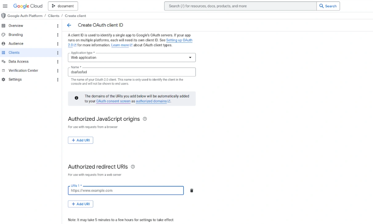 Google Apps Provisioning : google cloud api credentials creation
