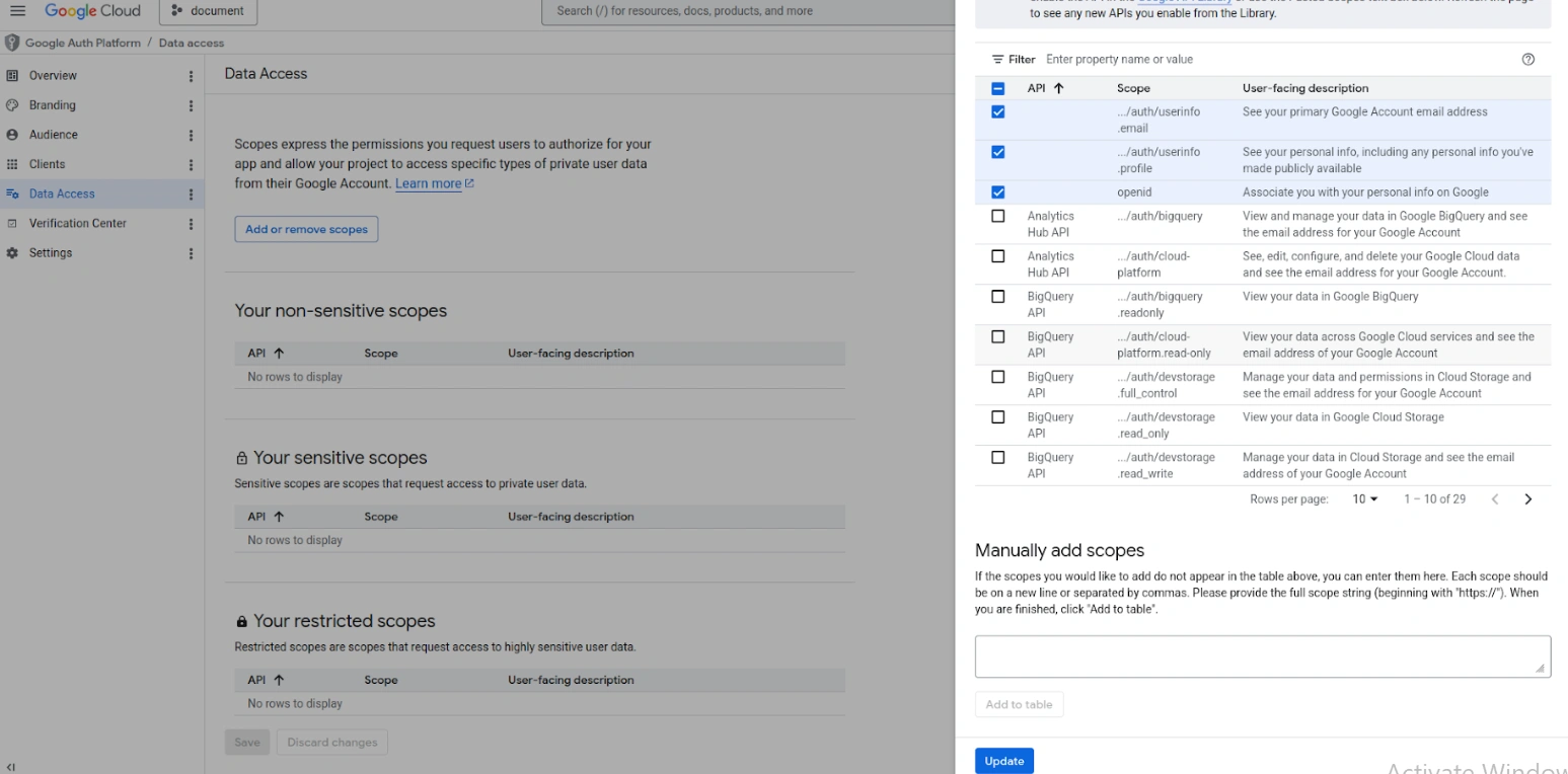 Google Apps Provisioning : google oauth required scopes