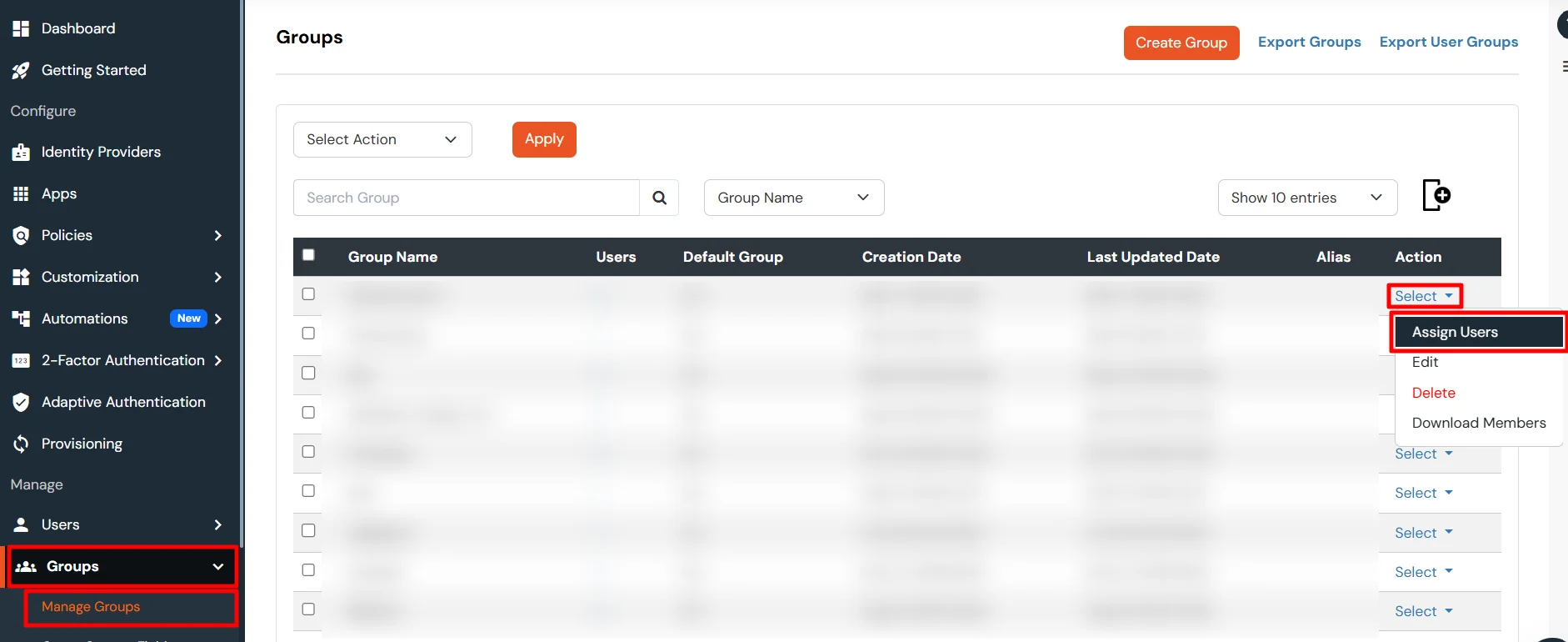 Selecting group and assigning users for Github SCIM Provisioning