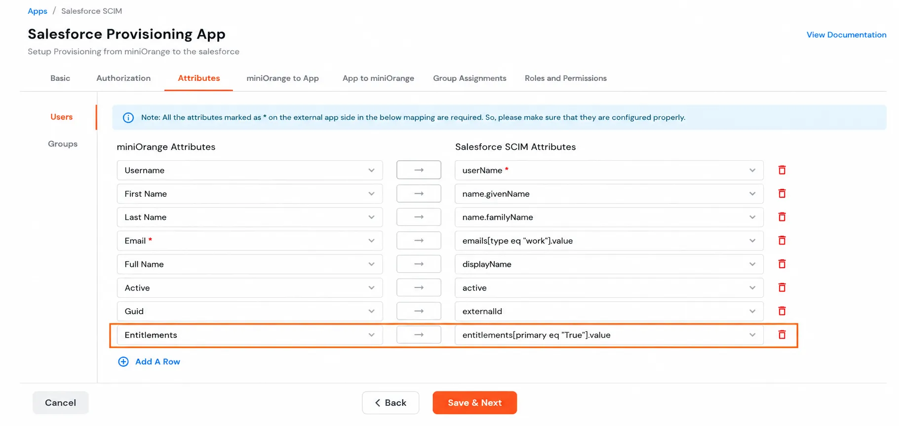 Salesforce Apps Provisioning : Add row