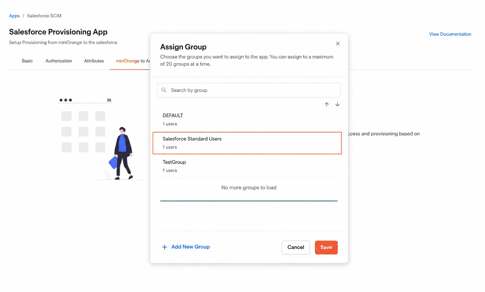 Salesforce Apps Provisioning : Select groups
