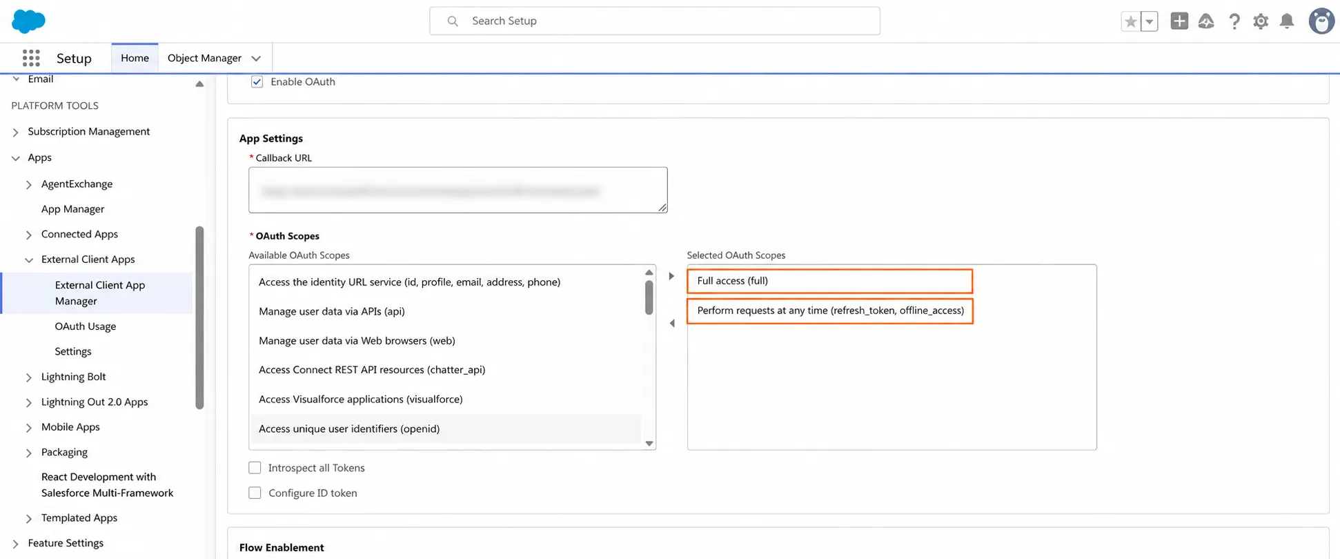Salesforce Apps Provisioning : Congigure OAuth scopes