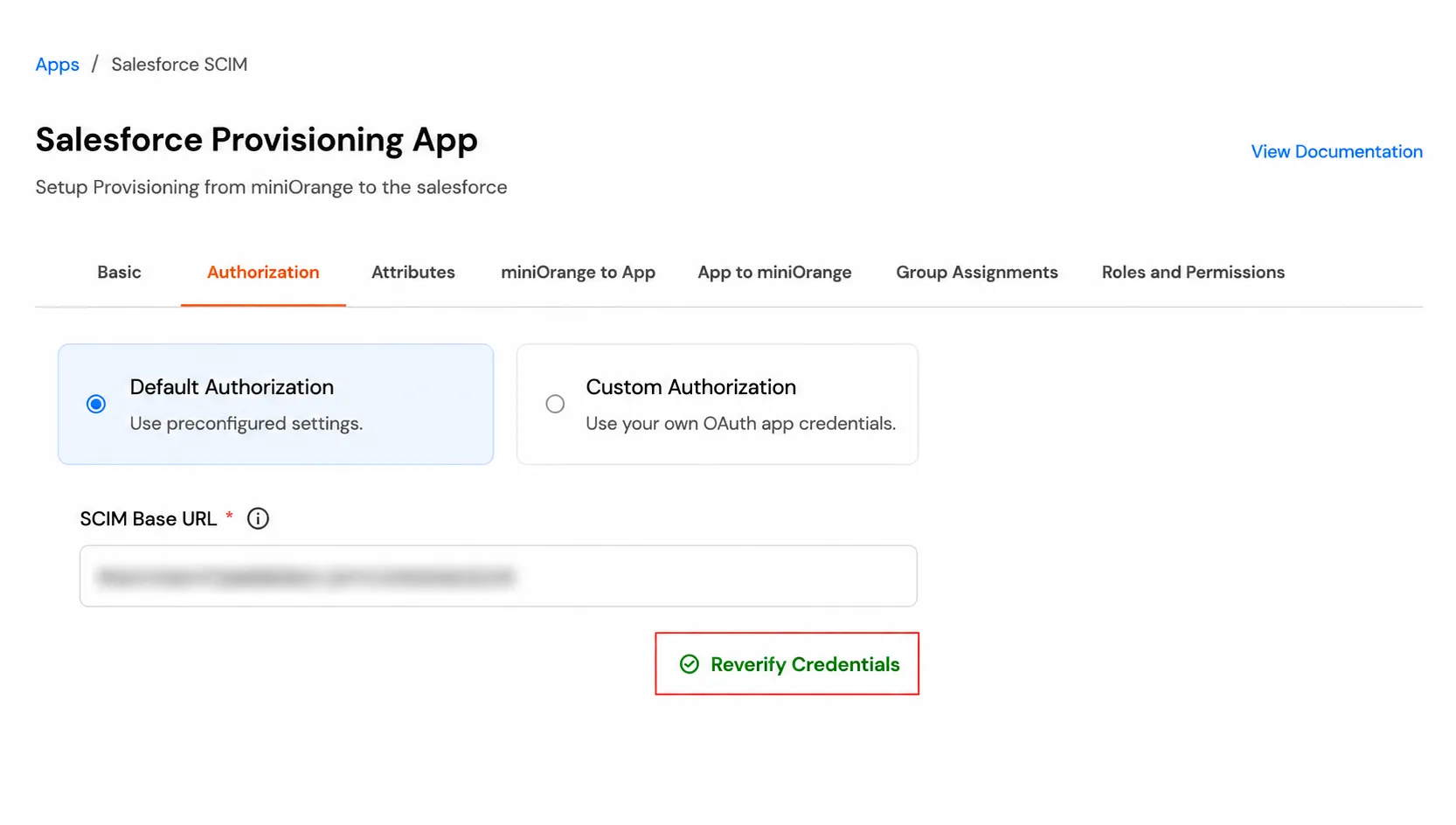 Salesforce Apps Provisioning : Reverify credentials