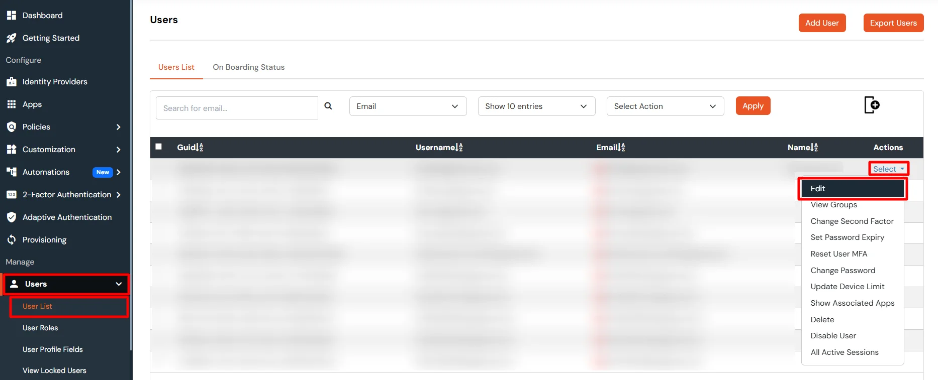 Enable SAP Successfactors Provisioning : Select Edit User