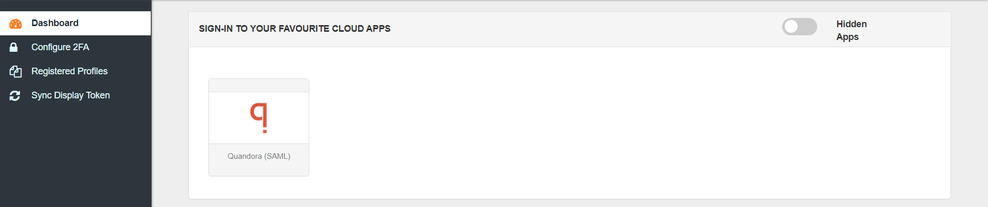 Quandora Single Sign-On (SSO) manage apps