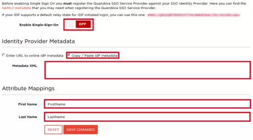 quandora enable sso