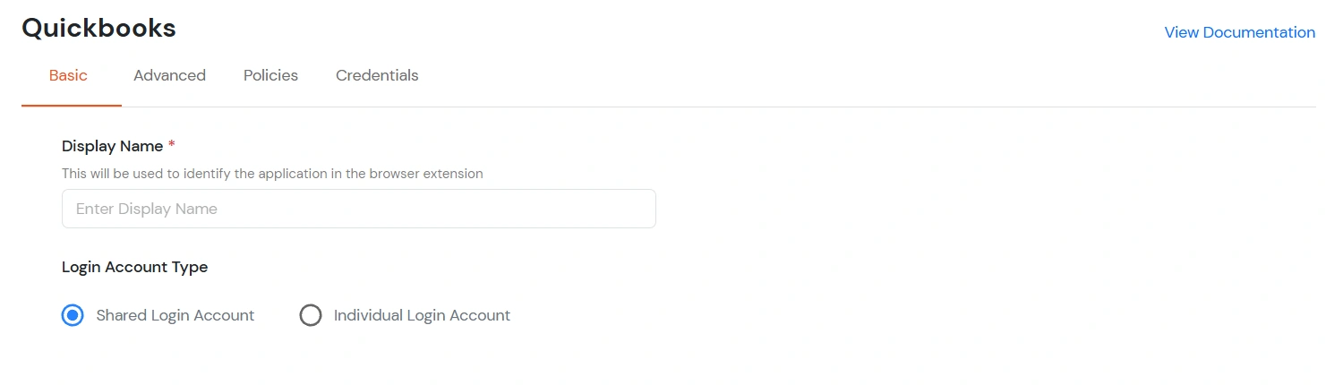 QuickBooks Single Sign-On (SSO) application name