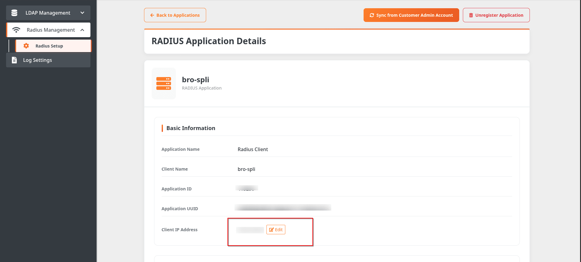 Configure Radius Proxy: Click on Edit IP
