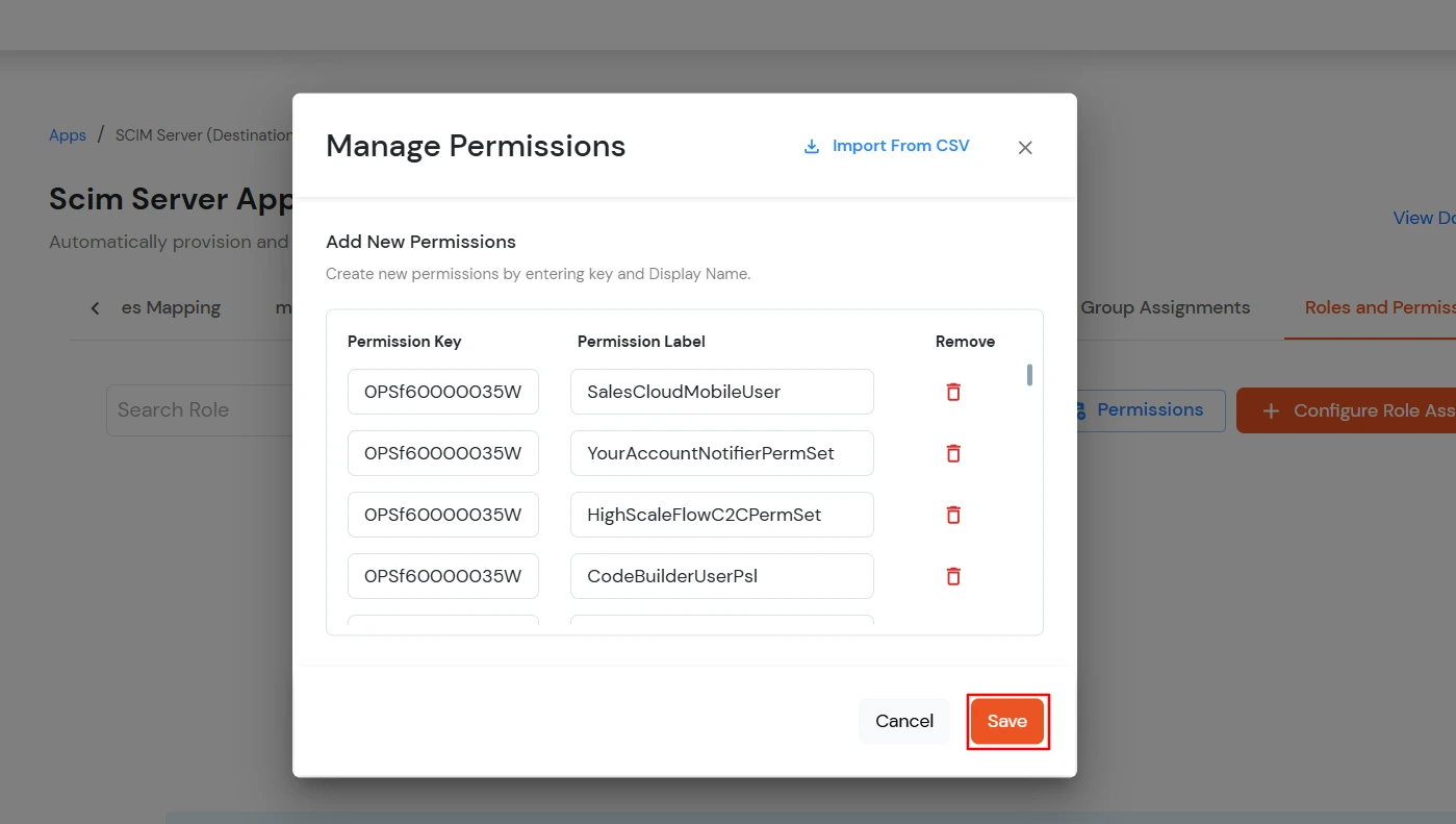 miniOrange Identity Platform Admin Handbook: Permissions Imported from CSV