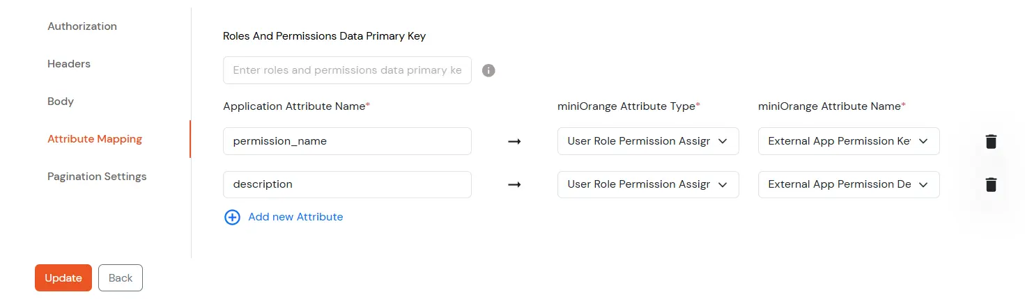 Roles and Permissions APIs: Select Attribute Type