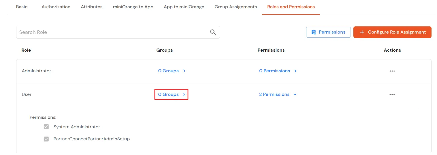 miniOrange Identity Platform Admin Handbook: Verify Groups and Permissions Buttons