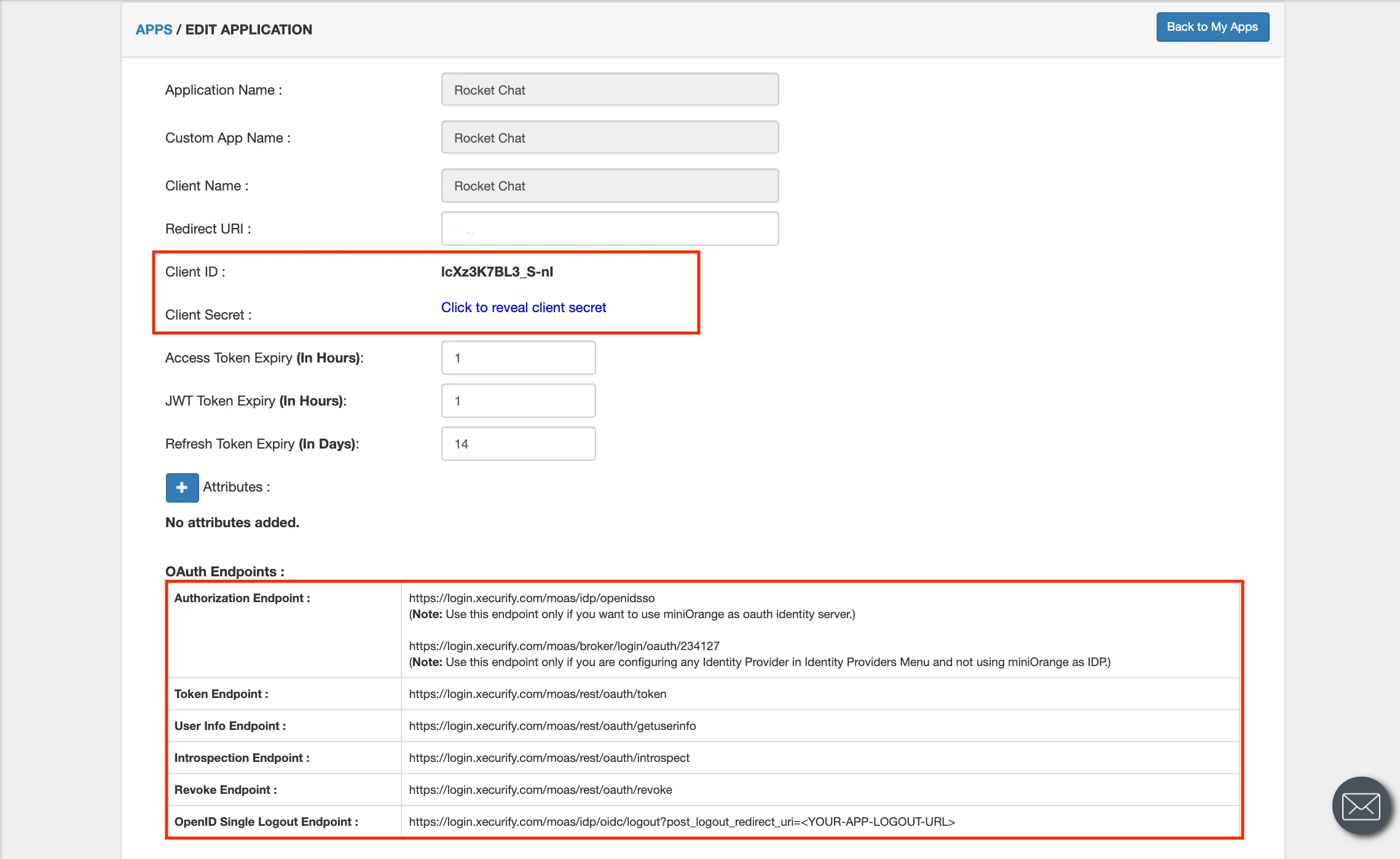 Single Sign-On (sso)app parametres