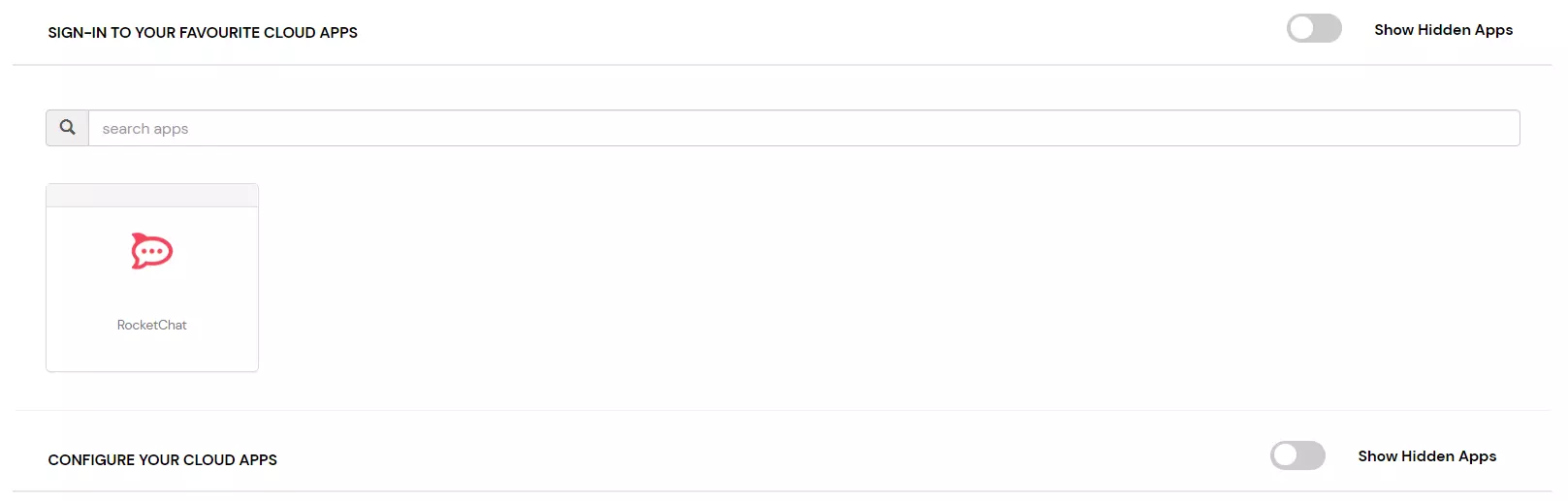 RocketChat Single Sign-On (SSO) manage apps