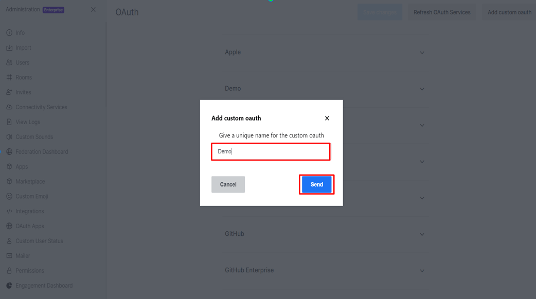 Single Sign-On (sso)for Rocket.Chat new application created