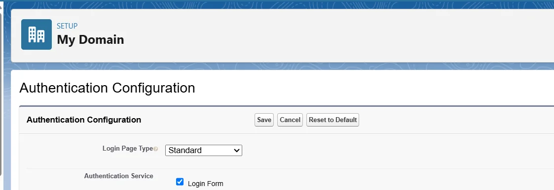 Salesforce SSO : Authentication Configuration