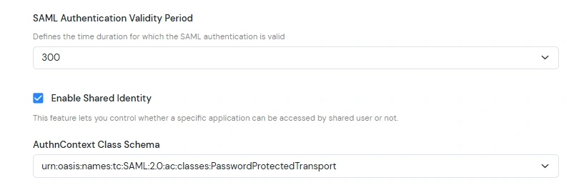 Salesforce SSO (Single Sign-On) AuthnContext Class Schema option set to PasswordProtectedTransport