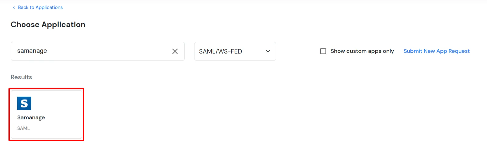 Samanage Single Sign-On (SSO) manage apps